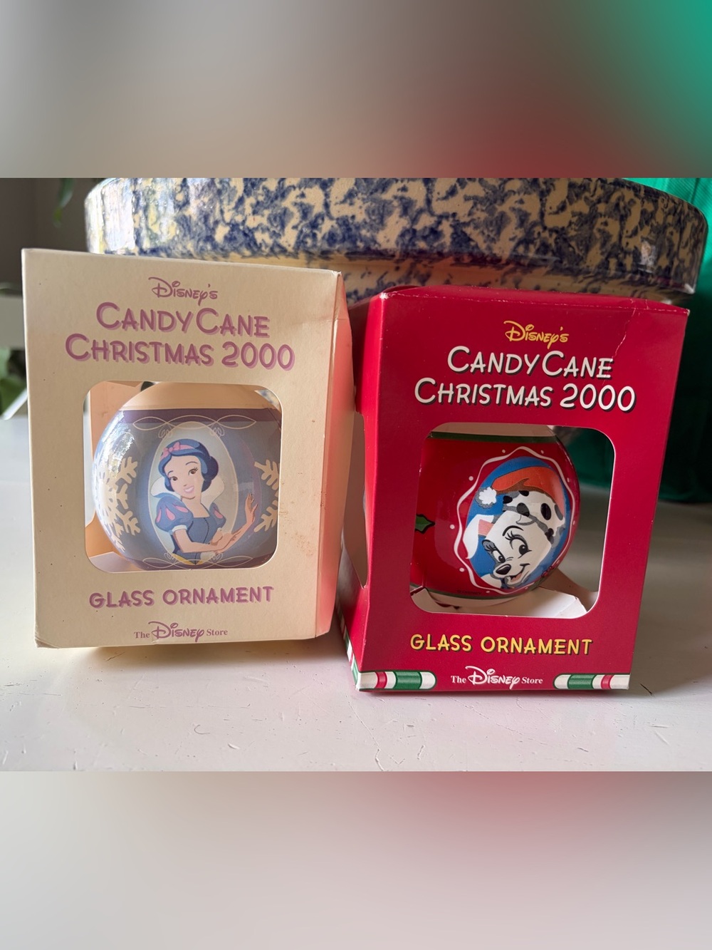 Disney Candy Cane Christmas 2000 Ornaments - Snow White & 101 Dalmatians